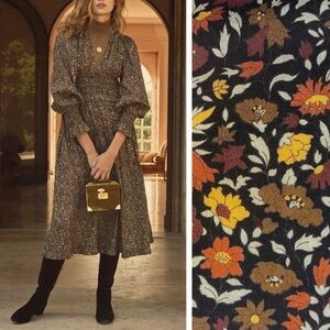 Doen Cecily Dress in Black Poppy Bell Floral